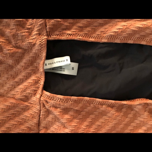 solid and striped one piece bathing suit - Picture 4 of 4